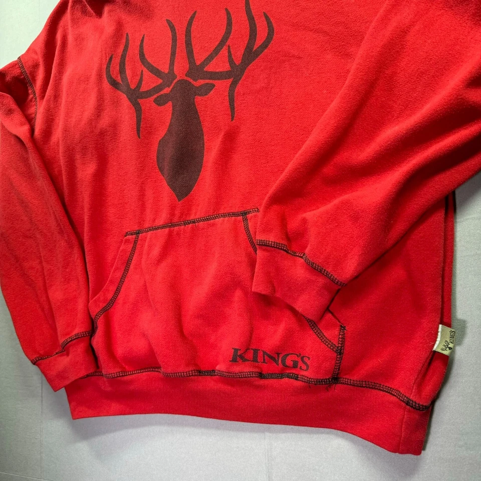 King's Camo Hoodie Mens Large Pullover Elk Red Hunting Deer Buck Rare VTG Pocket - Image 3 of 4
