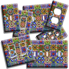 MEXICAN TALAVERA TILE LooK LIGHT SWITCH OUTLET WALL PLATE KITCHEN FOLK ART DECOR
