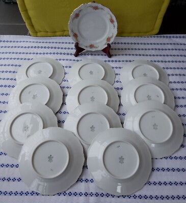 Lot De 12 Assiettes à Dessert Seltmann Bavaria Theresia - Porcelaine Décor Floraux Or