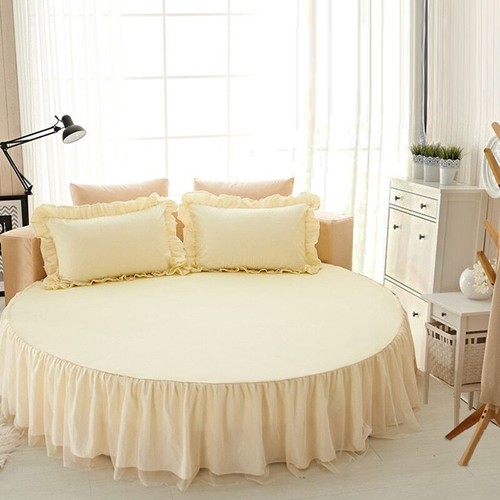 Round Fitted Sheet Cotton Quilted Bedspread Non-slip Mattress Cover Bed Skirts - Picture 10 of 37