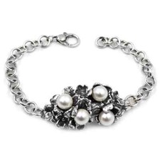 Bracciale Fresia in Argento 925 Brunito con Perle Acqua Dolce