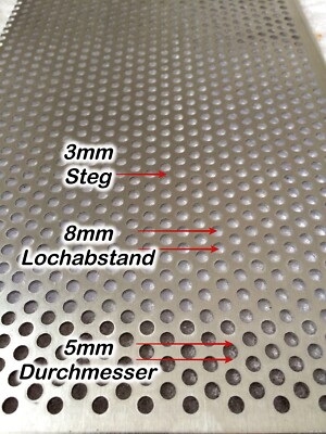 Edelstahl Lochblech 2,0 Mm – Rv5-8, 1 M Länge, 1.4301 VA, 40 X 1000 Mm – Für Bau, Garten & Individuelle Zuschnitte Edelstahl Lochblech 2,0 Mm – Rv5-8, 1 M Länge, 1.4301 VA, 40 X 1000 Mm – Für Bau, Garten & Individuelle Zuschnitte