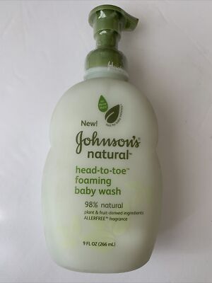 1 ~ Johnson's Natural Head to Toe Foaming Baby Wash ~ 98% Natural ~ 9oz ~ Sealed