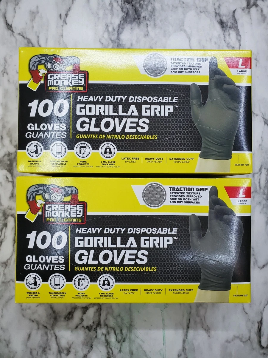 200 Gloves Grease Monkey Gorilla Grip Traction Large Nitrile Heavy