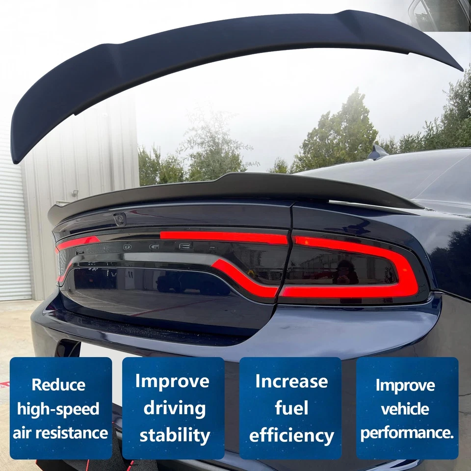 For Dodge Charger 2015-2024 Rear Trunk Spoiler Wing Hellcat Style Matte Black Foto 2 de 4