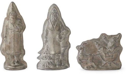 Set/3 Belsnickle Santa Reindeer Boy Tree Tin Style Silver Resin Chocolate Mold - Picture 11 of 12