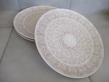 3 VILLEROY & BOCH Algo Maroon (Brown) 9 7/8" Dinner Plates Germany Set of 3