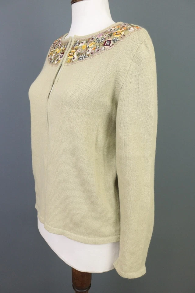 Cárdigan Suéter Tejido Angora Lana Floral Beige ETRO MILANO Talla 48 Foto 3 de 4