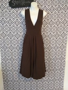 Cabi-Brown-City-Jumper-Dress-Sleeveless-Rayon-Blend-Size-Small-Knee-Length-604