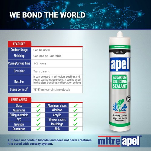 Sigillante acquario 100% silicone (10,4 fl oz) non tossico sicuro per pesci - Foto 7 di 13
