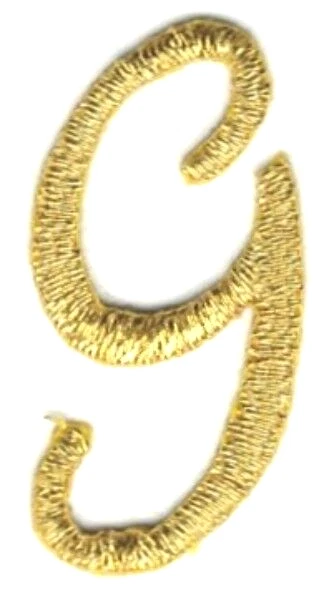 4 Gold Script G Iron On Patches Embroidered Letter Monogram DIY Craft (1 1/8") - Image 2 of 2