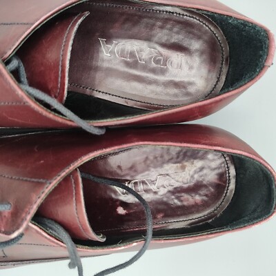 Prada Milano Made in Italy Burgundy Leather Round-Toe Derby Shoes (Mens 10.5) Prada Milano Made in Italy Burgundy Leather Round-Toe Derby  main image 3