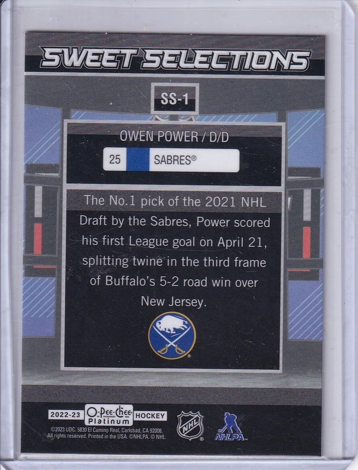 owen power, Buffalo Sabres 2022-23 O Pee Chee Platinum Sweet Selection #SS-1 - Image 2 of 2