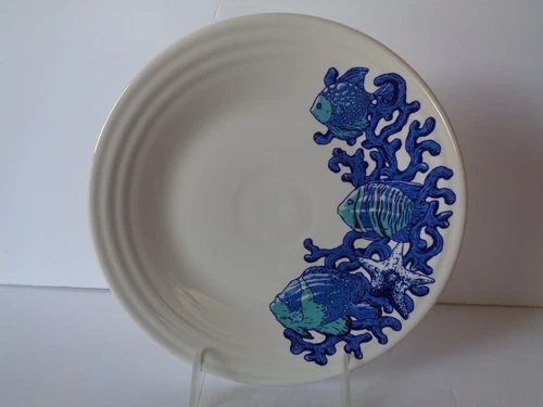Fiesta Coastal Fish Swimming in Coral White Luncheon Plate 9" Diameter