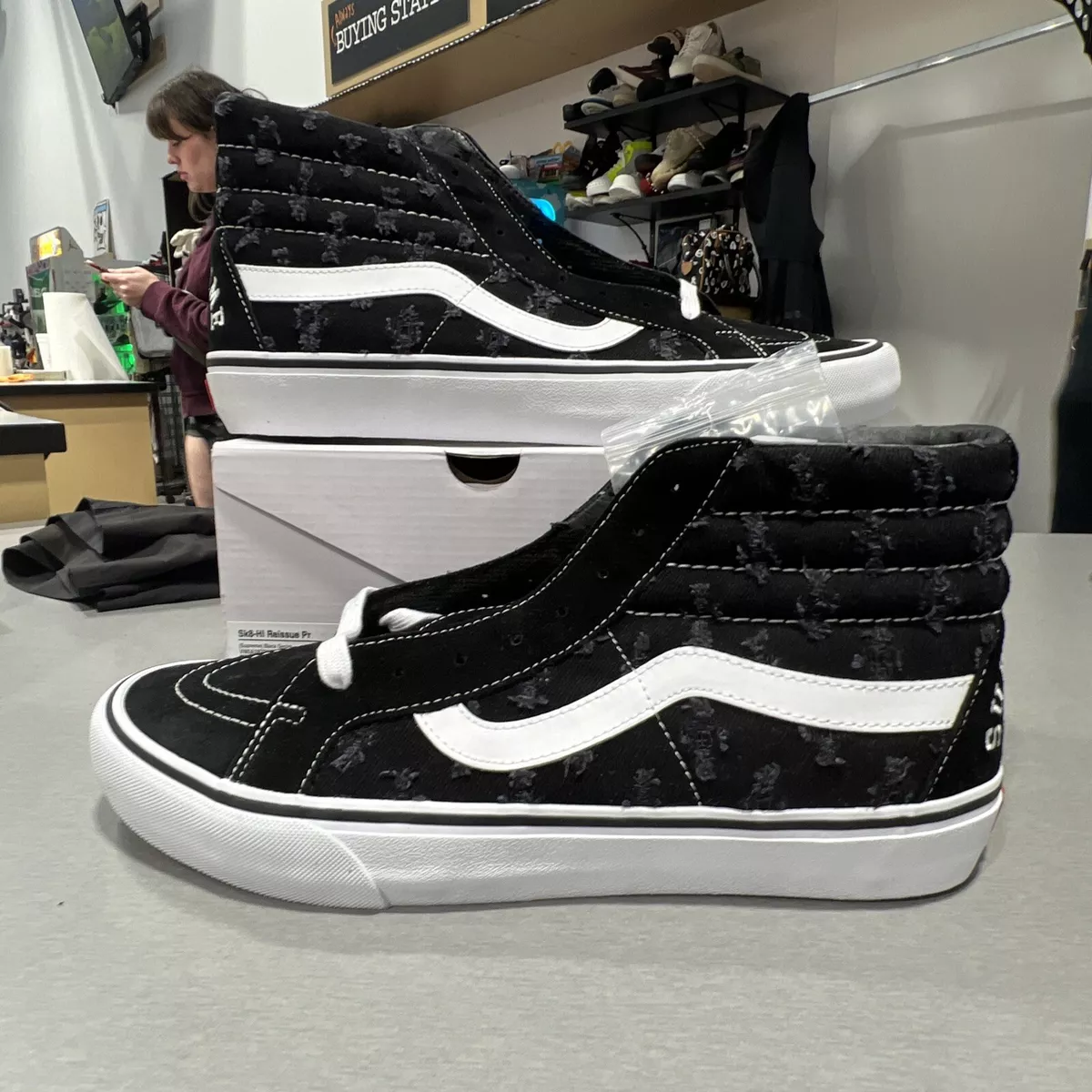 27.5 supreme vans hole sk8-hi black