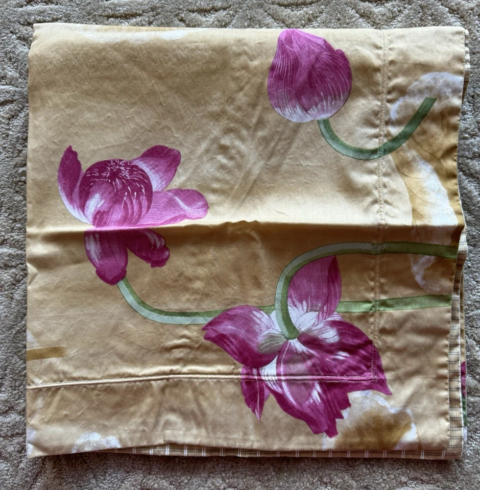 Yves Delorme Euro Almohada Falsa Indocrino Floral Algodón Satén Francia Lujo Foto 3 de 4