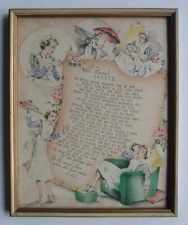 Nurse Prayer VTG 1940s XMAS Framed  Appreciation Medical Gift Buzza Co Graphic