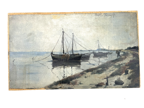Altes Gemälde, Fischerboote - maritim (18) 93, signiert, Painting, 19. Jahrh.