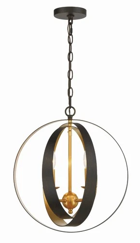 Crystorama Luna 16"W Bronze and Gold 4-Light Orb Chandelier - Picture 4 of 9