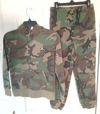 Air Jordan Boys Camo Hoodie Jogger Set Youth M 10-12 Woodland Camouflage Fleece