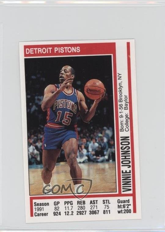 1991-92 Panini Album Stickers Vinnie Johnson #128 0o9