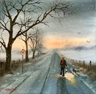 MAL.BURTON ORIGINAL OIL PAINTING LONG WALK HOME  NORTHERN ART DIRECT FROM ARTIST