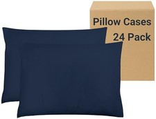Pillow Cases Bulk Pack - Pillowcases with Envelope Closure, Standard 24 Navy