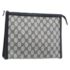 GUCCI GG Supreme Clutch Bag PVC Navy Auth BSZ101