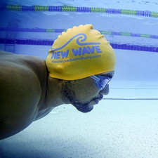 New Wave Swim Cap - Silicone Swim Bathing Pool Water Cap