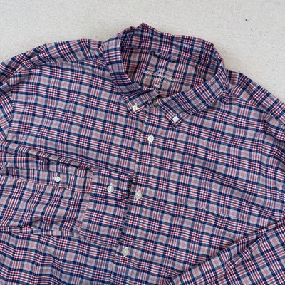 Vineyard Vines On-The-Go Performance Shirt XXL Blue Red Plaid Brrr Cooling Mens