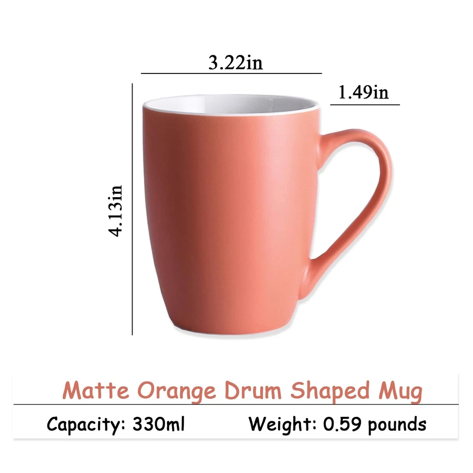 Juego de 6 tazas de café de cerámica de 12 oz con mango, porcelana mate O... Foto 3 de 4