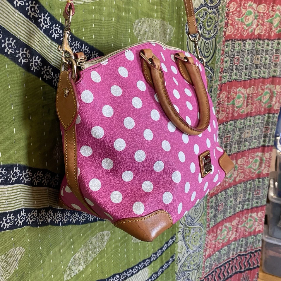 Dooney & Bourke Pink/ White Polka Dot Geena Satchel Purse - Image 4 of 4