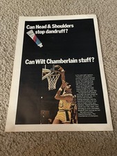 Vintage 1969 WILT CHAMBERLAIN HEAD SHOULDERS PRINT AD LOS ANGELES LAKERS