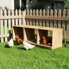 Wooden Chicken Nesting Box 3 Compartments Laying Eggs Nest Box for Ducks Poultry