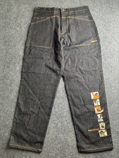 Mens Jeans Platinum Fubu Fat Albert Embroidered Dark Wash, Size W40 L34