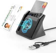 2-in-1 Smart Card Reader NFC USB A C CAC Military DOD ID Bank Chip Card Reader
