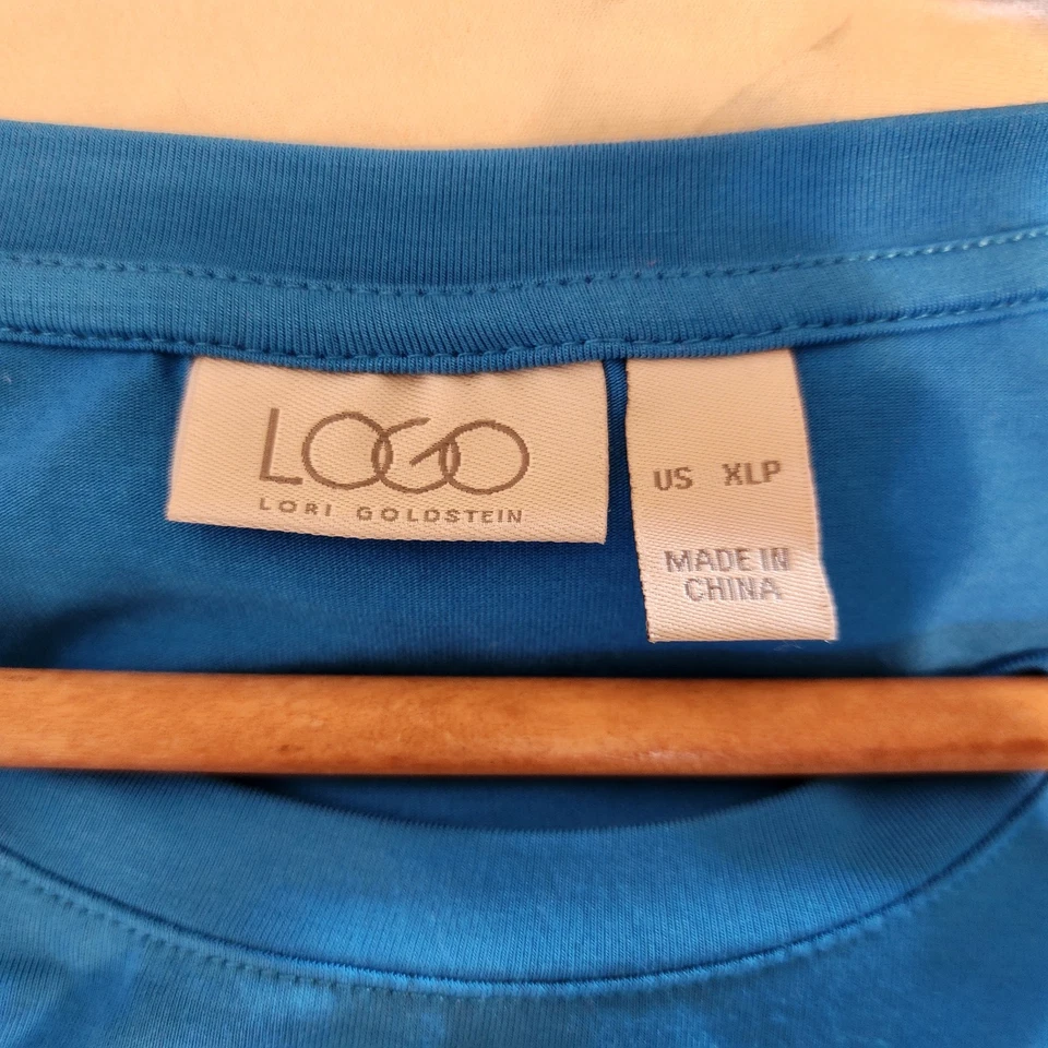 Vestido midi sin mangas tejido suave LOGO by Lori Goldstein azul para mujer XLP informal costero Foto 2 de 4