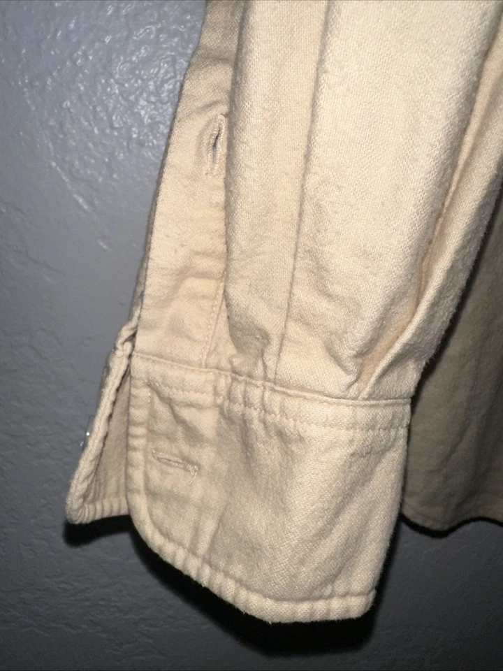 Vintage Boston Traders Chamois Flannel Sz MED Solid Peach Cream Manila EUC! 90s - Image 4 of 4