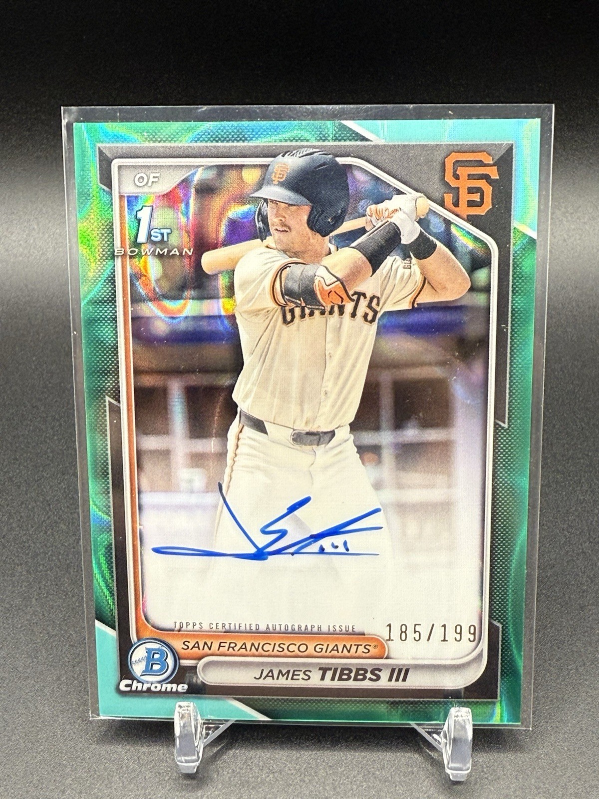 James Tibbs III 2024 Bowman Draft #CPA-JT 1st Chrome AUTOGRAPH Aqua Lava /199