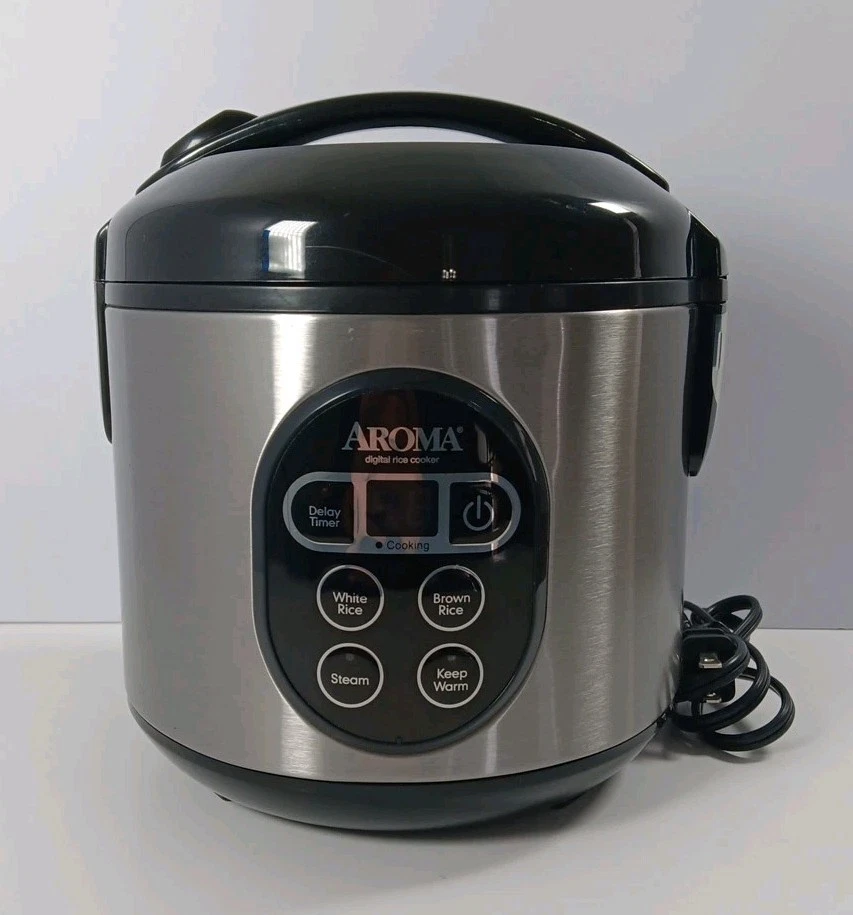 Aroma 2-8 Cup Digital Cool-Touch Rice Cooker & Food Steamer Stainless ARC-914SBD