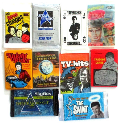 VINTAGE SEALED CARD PACKS 10 CLASSIC TV PACKS-HONEYMOONERS-STOOGES-BEAVER-TV-HIT