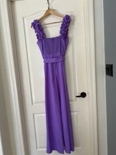 Lilly Pulitzer Zima Jumpsuit  Wide Leg Purple Crepe Decorated Straps 6;NWT$218