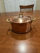 VTG Paul Revere 1801 3Qt Copper, Brass, SS Stock Pot W/Lid