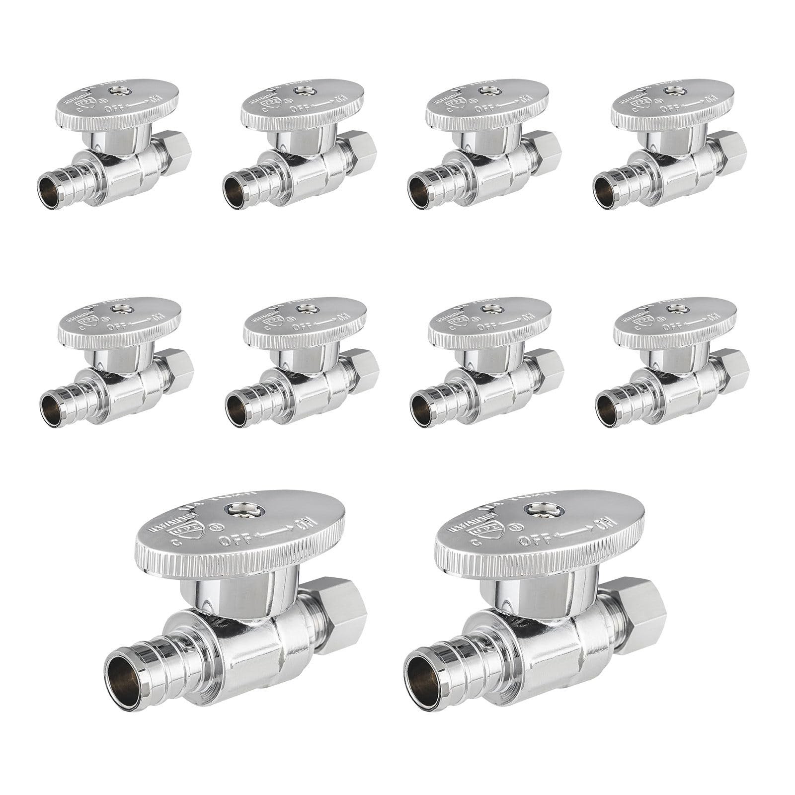 10 PCS Straight Stop Valve 1/2" Pex x 3/8" OD Compression Plumbing Fitting