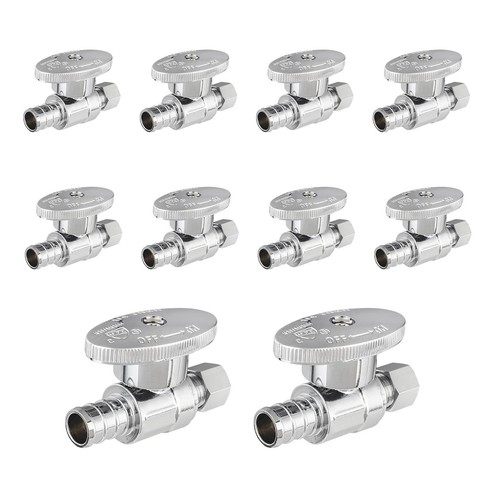 10 PCS Straight Stop Valve 1/2" Pex x 3/8" OD Compression Plumbing Fitting