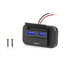 12V-24V Dual USB Port Fast Car Charger Socket LED Power Outlet Panel Wall Mount