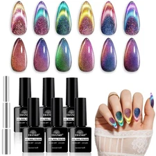 Magnetic Gel Nail Polish, 9D Chameleon Holorgraphic Magnetic Cat Eye Gel Polish