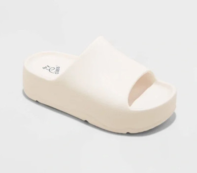 Kids' Edie Platform Slide Sandals Off-White - art class - CHOOSE SIZE