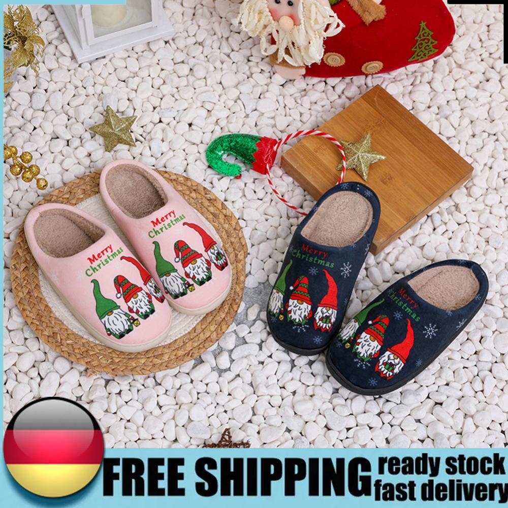 APL Babbo Natale nano soffice pelliccia pantofole piatte pelose carine per inverno interno