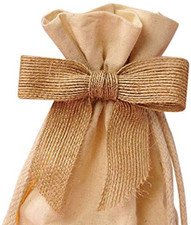 Pre-Tied Natural Jute Burlap Bows - 3" Wide, Set of 12, Easter, Spring, Wired